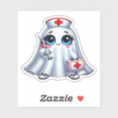 Niedlicher Halloween-Geist in einer Krankenschwest Aufkleber (Blatt)