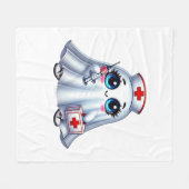 Niedlicher Halloween-Geist in einer Krankenschwest Fleecedecke (Vorderseite (Horizontal))