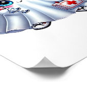 Niedlicher Halloween-Geist in einer Krankenschwest Poster (Ecke)