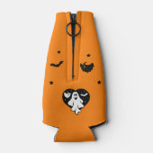 Niedlicher Halloween-Geist mit Herz und Gesicht Flaschenkühler (Rückseite)