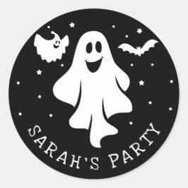 Niedlicher Halloween-Geist mit Herz und Gesicht Runder Aufkleber