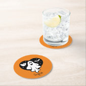 Niedlicher Halloween-Geist mit Herz und Gesicht Runder Pappuntersetzer (Vor Ort)