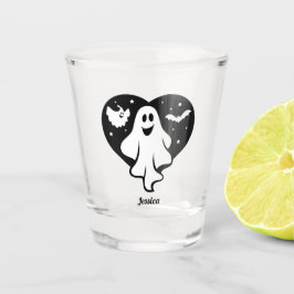 Niedlicher Halloween-Geist mit Herz und Gesicht Schnapsglas