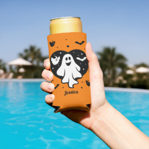 Niedlicher Halloween-Geist mit Herz und Gesicht Selters Dosenkühler