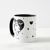 Niedlicher Halloween-Geist mit Herz und Gesicht Tasse (Vorderseite Links)
