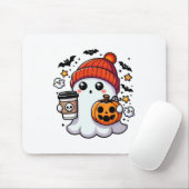 Niedlicher Halloween-Geist mit Kürbis und Kaffee Mousepad (Mit Mouse)