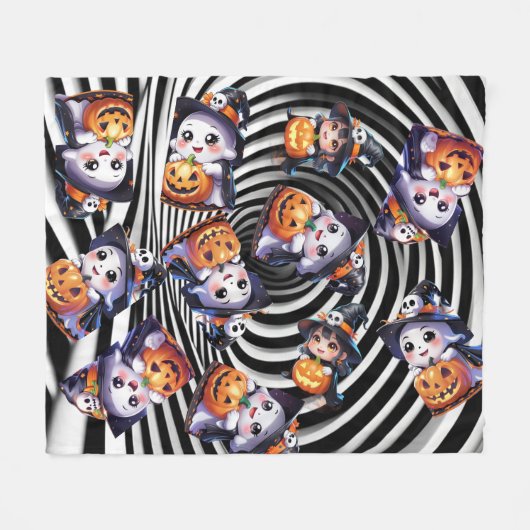 Niedlicher Halloween-Geist mit Pumpkin Fleecedecke (Vorderseite (Horizontal))