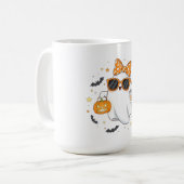 Niedlicher Halloween-Geist mit Pumpkin Kaffeetasse (Vorderseite Links)