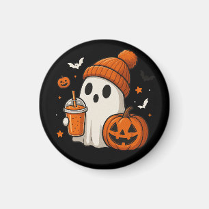 Niedlicher Halloween-Geist mit Pumpkin und Drink Magnet