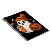 Niedlicher Halloween-Geist mit Pumpkin und Drink Notizblock (Rechte Seite)