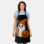 Niedlicher Halloween-Geist mit Pumpkin und Drink Schürze (Getragen)