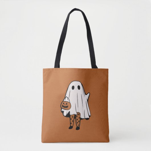 Niedlicher Halloween-Geist mit Strümpfen Halloween Tasche (Vorderseite)