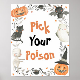 Niedlicher Halloween-Geist Pick Deine Giftgetränke Poster