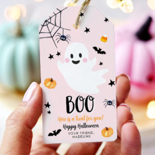 Niedlicher Halloween-Geist Spooktacular Pink Gebur Geschenkanhänger