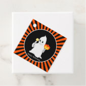 Niedlicher Halloween-Geist und Kürbis auf schwarz Geschenkanhänger (Beispiel)