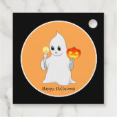 Niedlicher Halloween-Geist und Kürbis Geschenkanhänger (Rückseite)