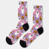 Niedlicher Halloween-Geist und Pumpkin Socken (Linkes Detail)
