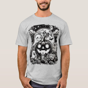 Niedlicher Halloween-Geist und Pumpkin-T - Shirt