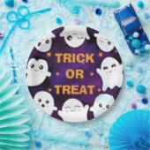 Niedlicher Halloween-Geistertrick oder -Treat Pappteller (Party)