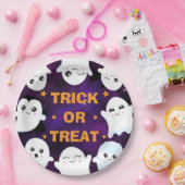 Niedlicher Halloween-Geistertrick oder -Treat Pappteller (Party)