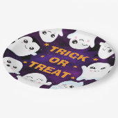 Niedlicher Halloween-Geistertrick oder -Treat Pappteller (Schrägansicht)