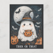 Niedlicher Halloween-Geistertrick oder Treat Pumpk Postkarte (Vorderseite)