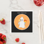 Niedlicher Halloween Ghost & Pumpkin auf Black & O Serviette (Beispiel)