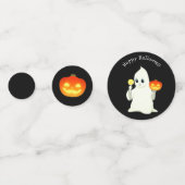 Niedlicher Halloween Ghost, Pumpkin auf Black & Or Konfetti (Rückseiten)