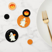 Niedlicher Halloween Ghost, Pumpkin auf Black & Or Konfetti (Gruppe)