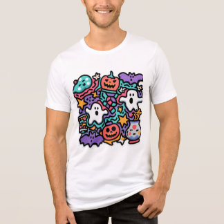 Niedlicher Halloween Ghost & Pumpkin Cartoon Doodl Tri-Blend Shirt