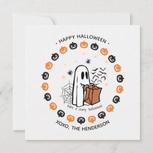 Niedlicher Halloween Ghost Round Sticker Trick ode Einladung