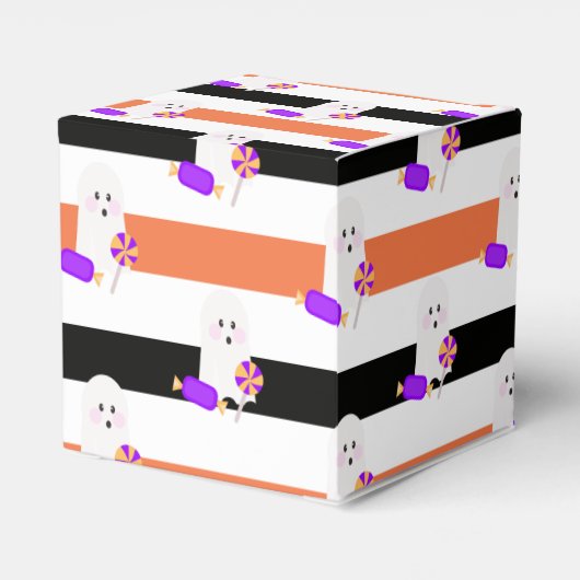 Niedlicher Halloween Ghost Stripes Trick oder Trea Geschenkschachtel (Rückseite)