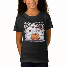 Niedlicher Halloween Ghosts & Pumpkin-T - Shirt