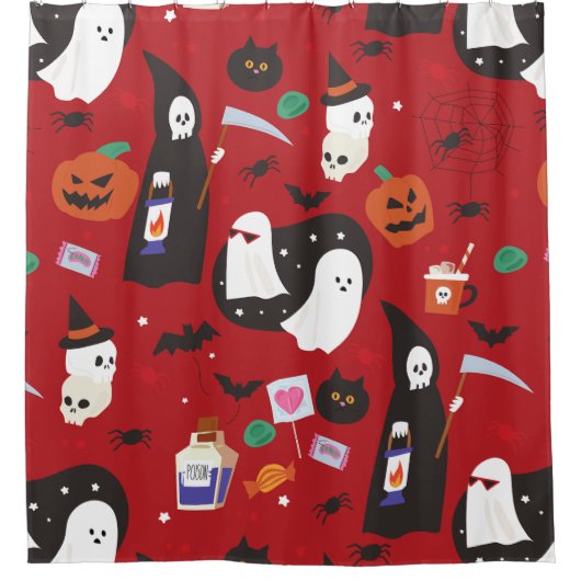 niedlicher Halloween-Giftgrill-Sensenmann Duschvorhang (Vorderseite)