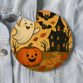 Niedlicher Halloween/Herbst-Geist-Kürbis-Cartoon Button (Beispiel)