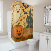 Niedlicher Halloween/Herbst-Geist-Kürbis-Cartoon Duschvorhang (Beispiel)