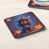Niedlicher Halloween-Hund Getränkeuntersetzer (Linke Seite)