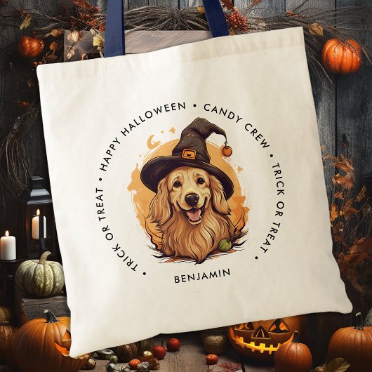 Niedlicher Halloween Hund Personalisiert Trick ode Tragetasche