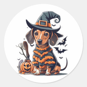 Niedlicher Halloween-Hund Runder Aufkleber