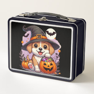 Niedlicher Halloween-Hund/Welpe Metall Brotdose