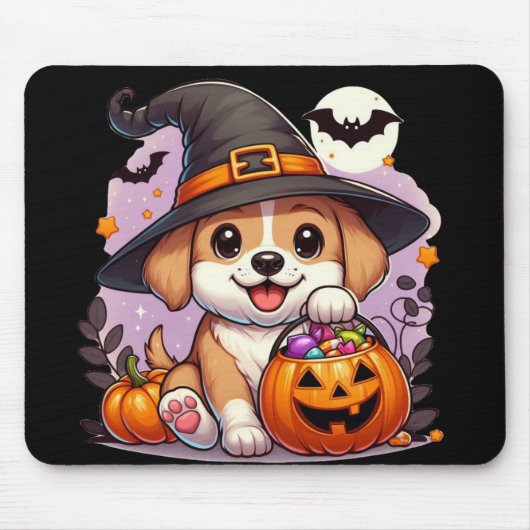 Niedlicher Halloween-Hund/Welpe Mousepad (Vorne)