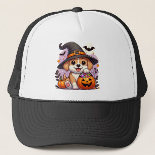Niedlicher Halloween-Hund/Welpe Truckerkappe