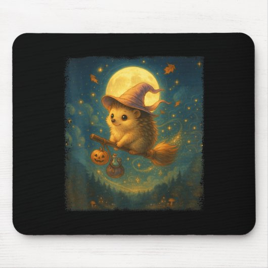 Niedlicher Halloween-Igel Broom-Ride mit Tränke un Mousepad (Vorne)
