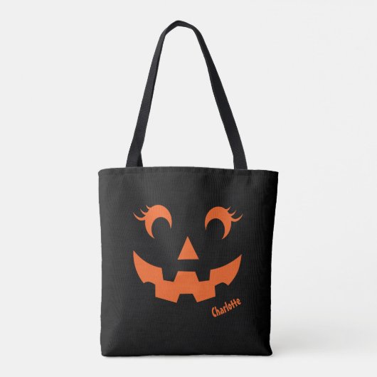 Niedlicher Halloween Jack O'Lantern Pumpkin Black Tasche (Rückseite)