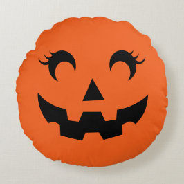 Niedlicher Halloween Jack O'Lantern Pumpkin-Face O Rundes Kissen