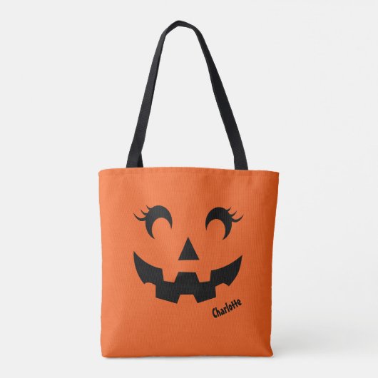 Niedlicher Halloween Jack O'Lantern Pumpkin Orange Tasche (Rückseite)
