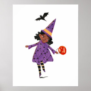 Niedlicher Halloween-Kinderkostüm-Trick und Lecker Poster
