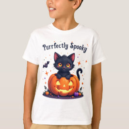 Niedlicher halloween kitten Kürbisdesign T - Shirt