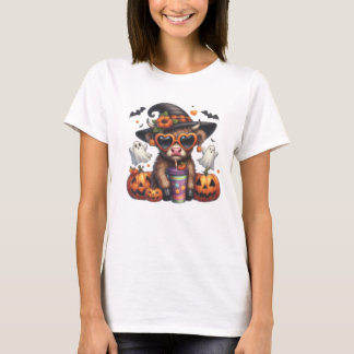 Niedlicher Halloween-Kuh-Hexenhut Graphic-T - Shir T-Shirt