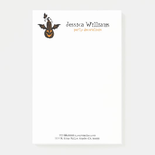 Niedlicher Halloween-Kürbis mit Bat-Flügeln Post-it Klebezettel (Vorderseite)